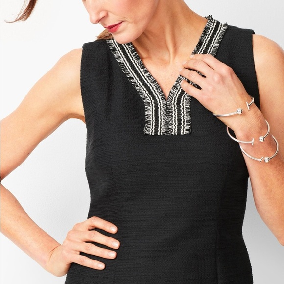 Talbots Black Tweed Fringe Shift Dress in Size 12 - Picture 2 of 12